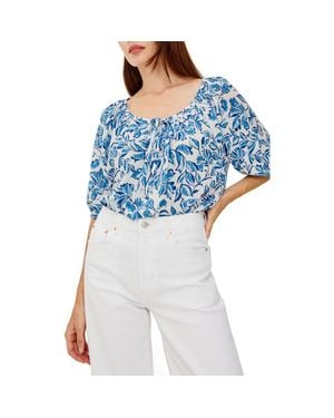 Rails Kirstie Floral Split Neck Top - Blue