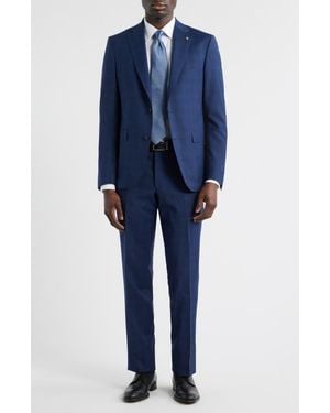 Jack Victor Esprit Contemporary Fit Plaid Wool Suit - Blue