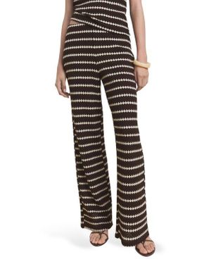 Mango Wavy Stripe Knit Pull-On Straight Leg Pants - Black