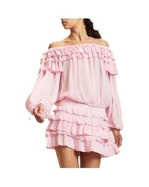 Cynthia Rowley Ruffle Pleated Micro Skirt - Pink