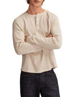 Lucky Brand Birdseye Thermal Henley Top - Natural