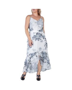 Standards & Practices Floral Tiered Ruffle Chiffon Maxi Dress - Blue