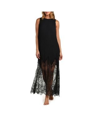 L'Agence Adalynn Lace Trim Cover-Up Maxi Dress - Black