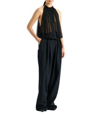 Balmain Sleeveless Muslin Top - Black