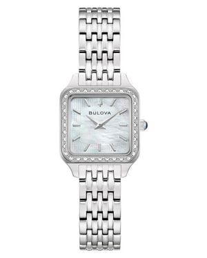 Bulova Classic Sutton Square Diamond & Mother-Of-Pearl Bracelet Watch, 23Mm - Metallic