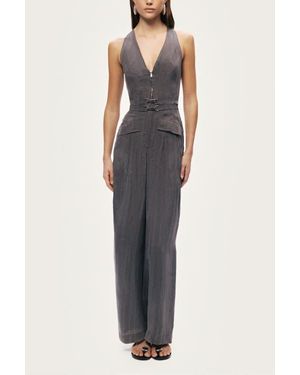Nocturne Metal Belt Detail Jumpsuit - Gray