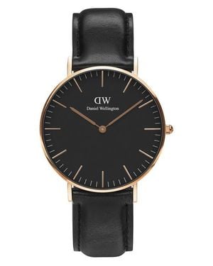 Daniel Wellington Classic Sheffield Leather Strap Watch, 36Mm - Black