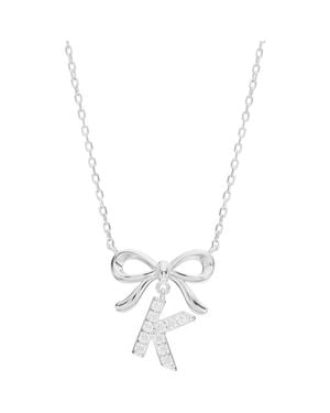 ATHRA LUXE Cubic Zirconia Bow Initial Pendant Necklace - Metallic