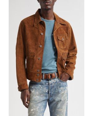 Ralph Lauren Alston Roughout Leather Jacket - Brown