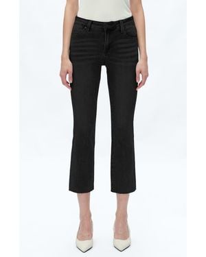 Bayeas Raw Hem Crop Straight Leg Jeans - Black