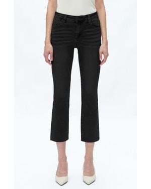 Bayeas Raw Hem Crop Straight Leg Jeans - Black