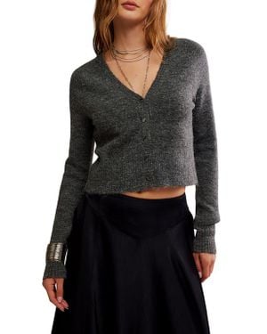 Free People School Girl Crop Wool & Cashmere Cardigan - Black