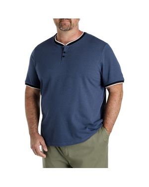 True Nation by DXL Big & Tall Textured Henley T-Shirt - Blue