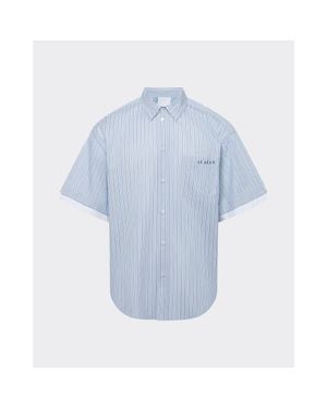 le PERE Double Short Sleeve Button Down Shirt - Blue