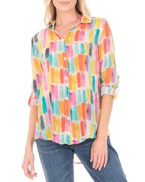 Apny Print Button-Up Shirt - Red