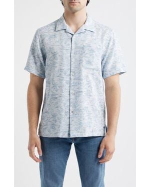 Tommy Bahama Torres Gardens Floral Jacquard Short Sleeve Button-Up Shirt - Blue