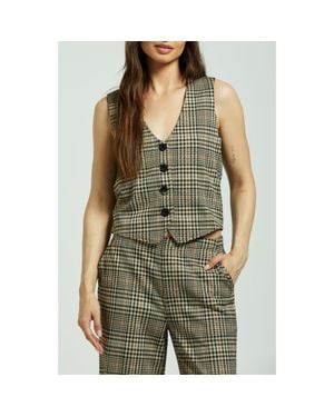 Brixton Plaid Relaxed Fit Vest - Green