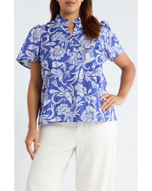 Sugarlips Mixed Print Cotton Top - Blue