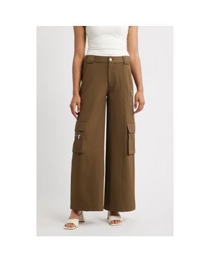 City Blues Wide Leg Cargo Pants - Natural