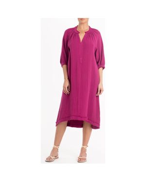 ocean + main Gauze Dress With Pockets - Purple