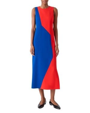 Akris High Plains Colorblock Wool Blend Sheath Dress - Red