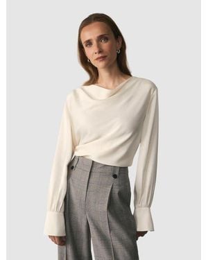 The Fold Loano Cowl Neck Long Sleeve Top - White