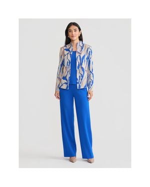 Misook Tailored Multi-Color Abstract Knit Jacket - Blue