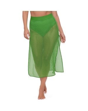 S3 Apparel Side Slit Crochet Coverup Skirt - Green
