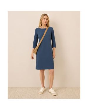 Pact Organic Cotton Softspun Boat Neck Dress - Blue
