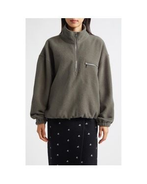 Rier Wool Fleece Half Zip Sweatshirt - Brown