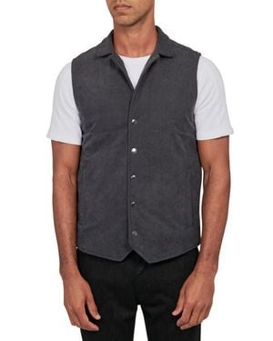 W.r.k. Slim Fit Camp Collar Corduroy Snap-Up Vest - Gray