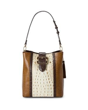 Brahmin Celina Croc Embossed Leather Bucket Bag - Brown