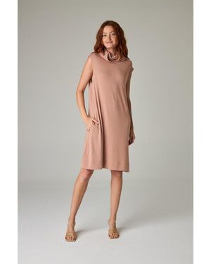eavolu® Kakadu Eco-Luxe Rib Sleeveless Funnel Neck Tunic/Dress - Multicolor