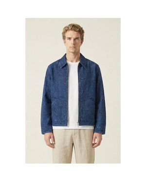 Modenaire Textured Zip Front Jacket - Blue