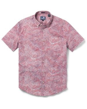 Reyn Spooner Molokai Channel Short Sleeve Cotton Blend Button-Down Shirt - Pink