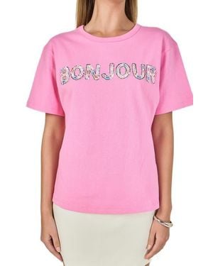 Endless Rose Bonjour Sequins Knit Top - Pink