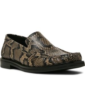 Steve Madden Chester Snake Embossed Leather Loafer - Black