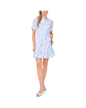 Cece Tie Waist Shirtdress - Blue