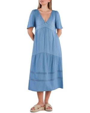 Billy T Dream Cotton Blend Chambray Midi Dress - Blue