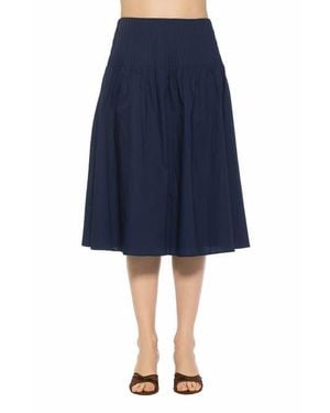 Alexia Admor Esme Pintuck Waist Full Poplin Skirt - Blue