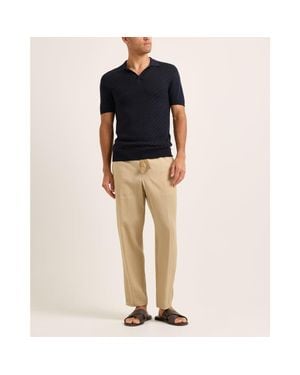 Orlebar Brown Alex Lino Relaxed Fit Italian Linen Drawcord Zip Fly Pants - Blue