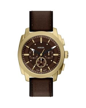 Fossil Machine Chronograph Goldtone Leather Strap Watch, 44Mm - Metallic