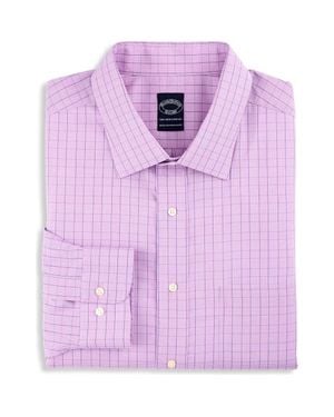 Brooks Brothers Big & Tall Non-Iron Tonal Glen Plaid Dress Shirt - Purple