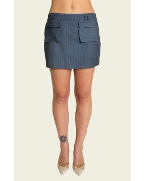 Find Me Now Preston Pinstripe Cargo Miniskirt - Blue