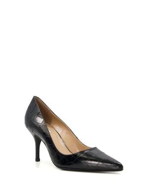 Dune Bold Croc Embossed Pointed Toe Pump - Black