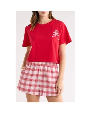 Open Edit Boxy Crop Sleep T-Shirt - Red