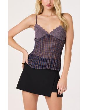 Astr Haleigh Pleated Lace Camisole - Purple