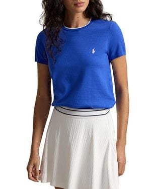 Polo Ralph Lauren Cotton Blend Short Sleeve Sweater - Blue