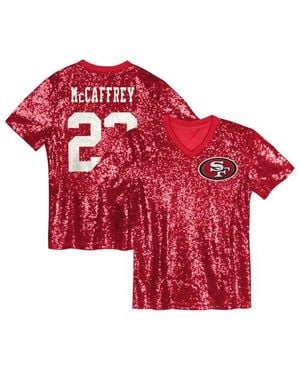 Outerstuff Girls Youth Christian Mccaffrey San Francisco 49Ers Sequin V-Neck Fashion Jersey - Red