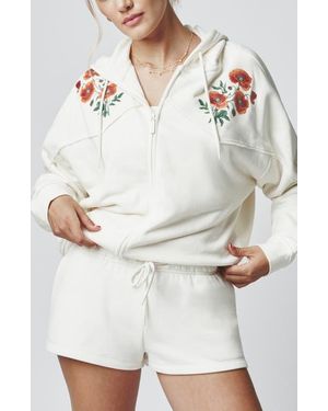 Florence By Mills Embroidered Full Zip Hoodie - White